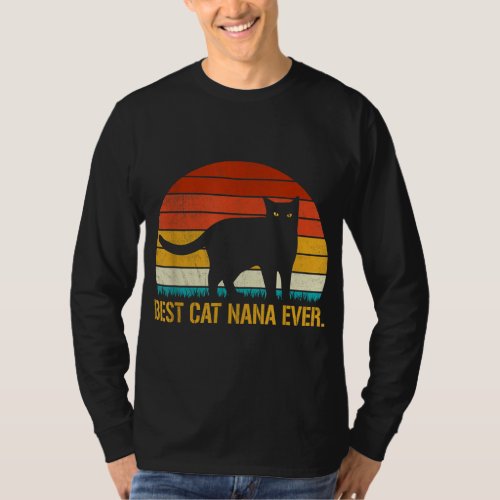 Best Cat Nana Ever Vintage Retro Cat Kitten Lover T_Shirt