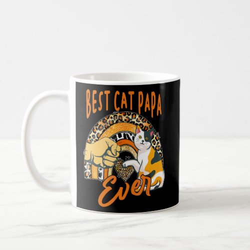 Best Cat Papa Ever  Cat Leopard Rainbow Fathers D Coffee Mug