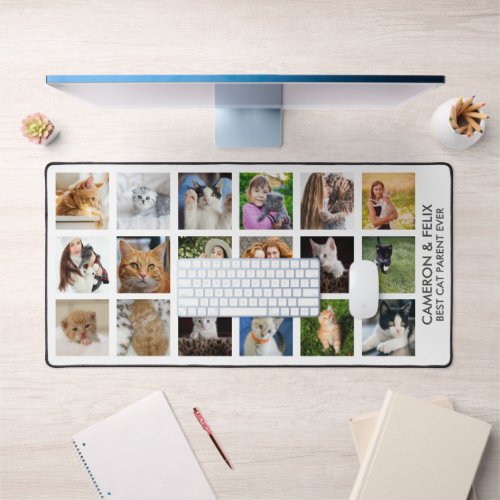 Best Cat Parent Cat Lover Photo Collage Custom Desk Mat