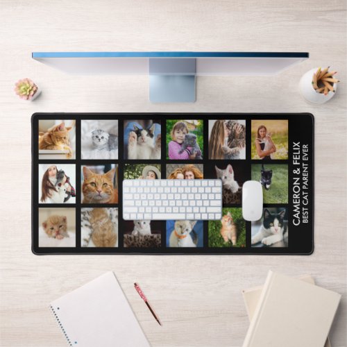 Best Cat Parent Cat Lover Photo Collage Custom Desk Mat