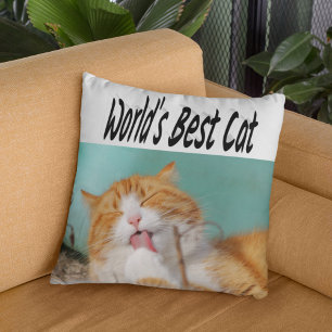 Best Cat Photo Throw Pillow