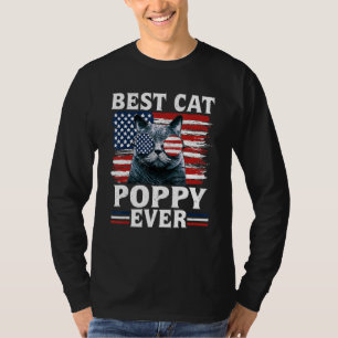 Best Cat Poppy Ever American Flag Patriotic 4th Of T-Shirt