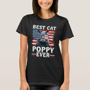 Best Cat Poppy Ever American Flag Patriotic 4th Of T-Shirt