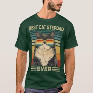 Best Cat Stepdad Ever Retro Vintage Cat Dad Father T-Shirt