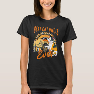 Best Cat Uncle Ever Cat Leopard Rainbow Father's T-Shirt