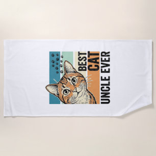 Best Cat Uncle Ever Vintage Cat Lover Design_1 Beach Towel