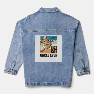 Best Cat Uncle Ever Vintage Cat Lover Design_1 Denim Jacket
