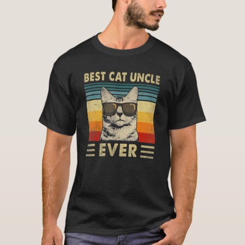 Best Cat Uncle Ever  Vintage Retro Cat Dad Father  T_Shirt
