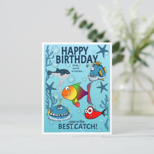 best catch birthday holiday postcard