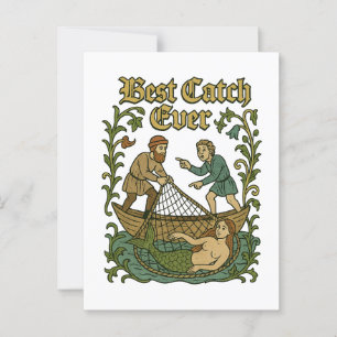 Best Catch Ever – Fishing Tales Medieval Meme Postcard