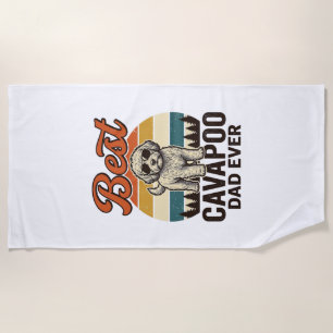 Best Cavapoo Dad Ever Vintage Dog Shirt Design_1 Beach Towel