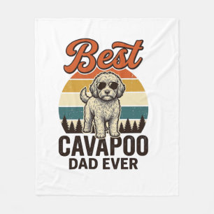 Best Cavapoo Dad Ever Vintage Dog Shirt Design_1 Fleece Blanket