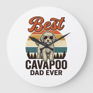 Best Cavapoo Dad Ever Vintage Dog Shirt Design_1 Large Clock