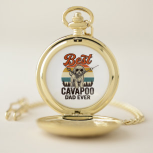 Best Cavapoo Dad Ever Vintage Dog Shirt Design_1 Pocket Watch