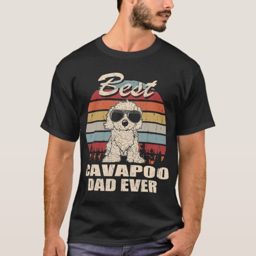 Best Cavapoo Dad Ever Vintage Retro Dog Dad 	 T_Shirt