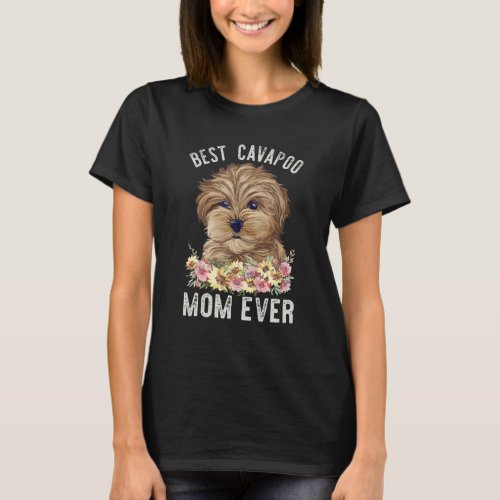 Best Cavapoo Mom Ever Floral Dog T_Shirt