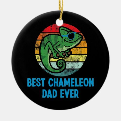 Best Chameleon Dad Ever Retro Vintage Sunset  Ceramic Ornament