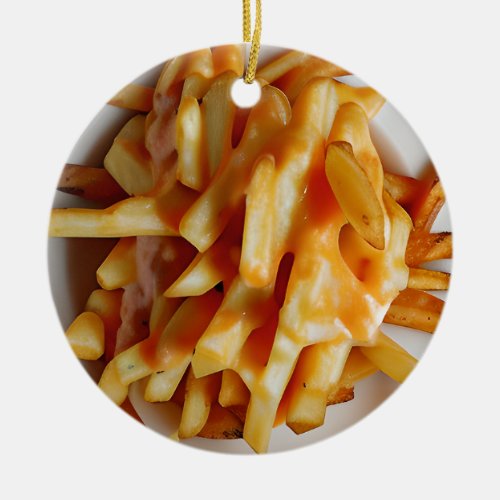 Best Cheesy Christmas  Funny Cheese Fries Ceramic Ornament