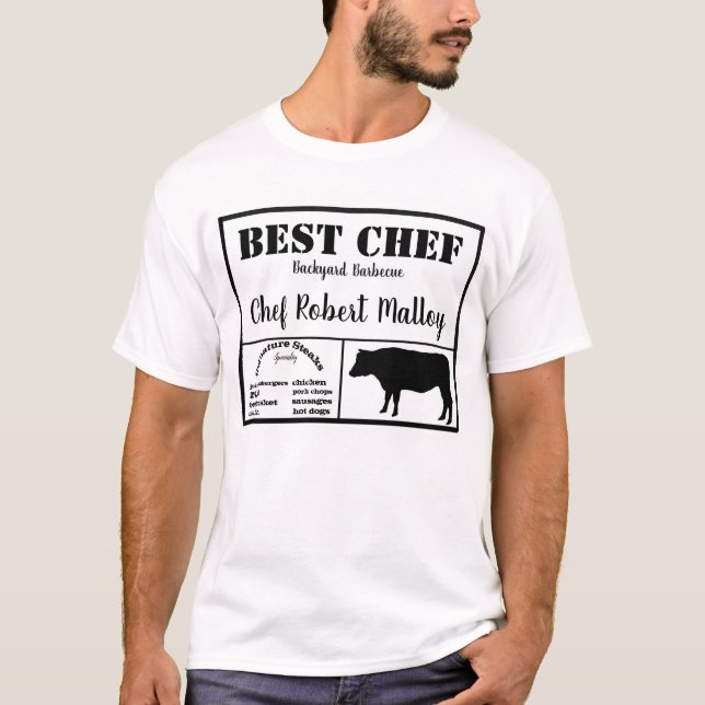 Best Chef Barbecue Text Steer Silhouette Black T-Shirt (Front)