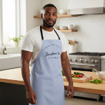 Best Chef Ever Personalized Modern Kitchen Blue Apron<br><div class="desc">Celebrate the chef in your life with this stylish personalized kitchen apron, designed for anyone who loves to cook, grill, or create magic in the kitchen. Featuring a clean modern layout with the customizable name front and center, this blue apron makes a thoughtful and practical gift for birthdays, Father’s Day,...</div>