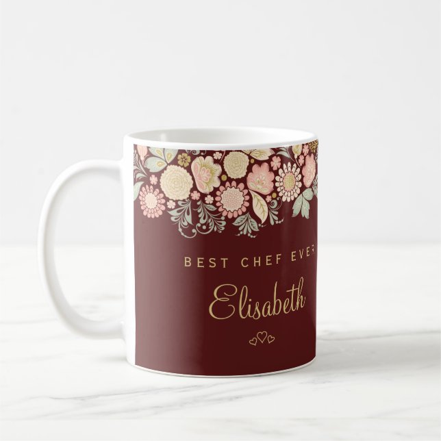 Best chef ever personalized name elegant coffee mug (Left)