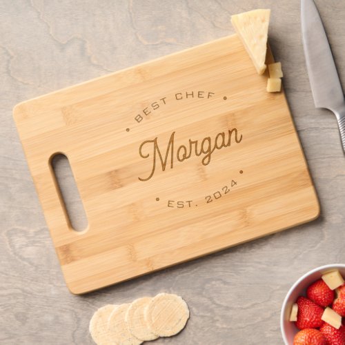 Best Chef Modern Retro Typography Personalized Cutting Board
