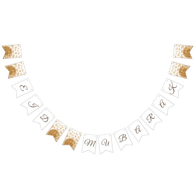 best chic golden  elegant happy eid mubarak bunting flags (All)