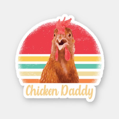 Best Chicken Daddy Vintage Retro 70s Chicken Dad F Sticker