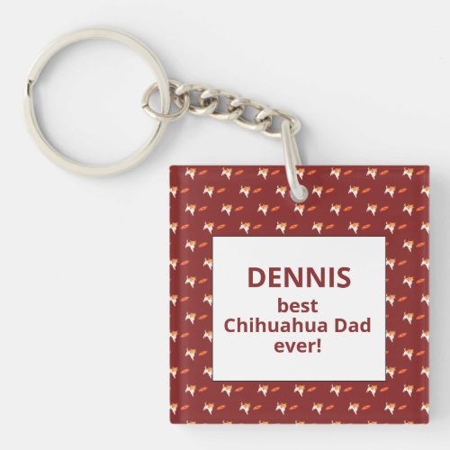 Best Chihuahua Dad Ever Red Keychain