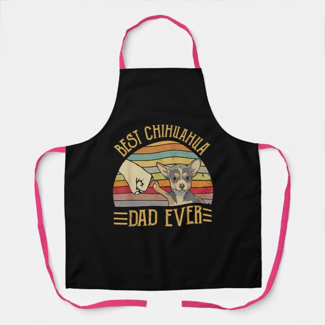 Best Chihuahua Dad Ever Retro Vintage Sunset Apron (Front)