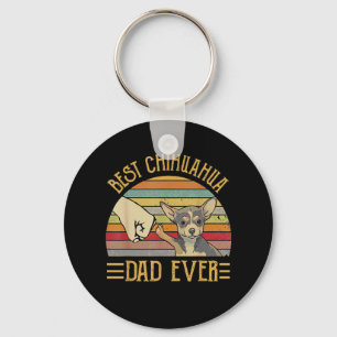 Best Chihuahua Dad Ever Retro Vintage Sunset Keychain