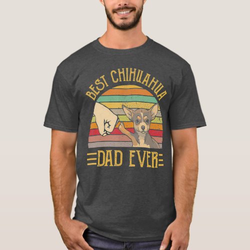 Best Chihuahua Dad Ever Retro Vintage Sunset T_Shirt