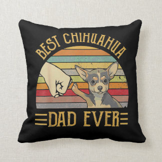 Best Chihuahua Dad Ever Retro Vintage Throw Pillow