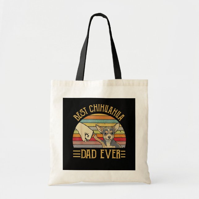 Best Chihuahua Dad Ever Retro Vintage Tote Bag (Front)