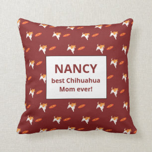 Best Chihuahua Mom Ever Red Throw Pillow