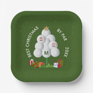 Best Christmas by Par Golf Ball Tree Initial Year Paper Plates