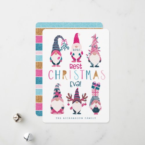 Best Christmas Eva Funny  Bright Gnomes Holiday Card