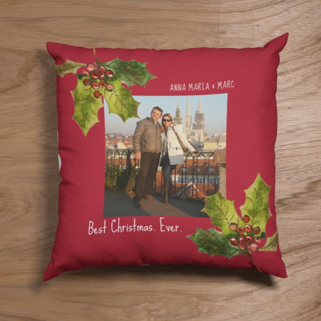 Best Christmas Ever Couple Photo Throw Pillow (Creator Uploaded)