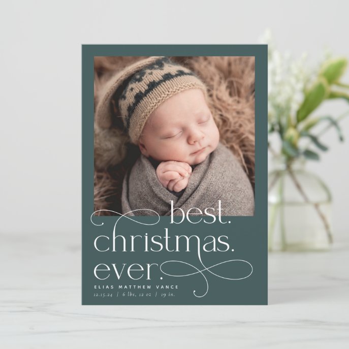 Best Christmas Ever Holiday Birth Announcement