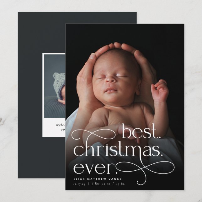 Best Christmas Ever Holiday Birth Announcement (Front/Back)