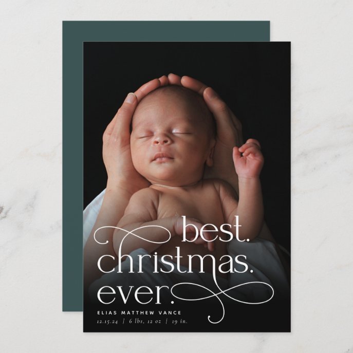 Best Christmas Ever Holiday Birth Announcement