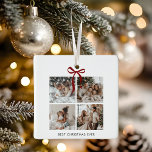 Best Christmas Ever Photo Collage | Family Gift Ceramic Ornament<br><div class="desc">Celebrate the season with this elegant “Best Christmas Ever” photo collage ornament — featuring four customizable photo frames and a festive red bow accent. A perfect keepsake for families, couples, and grandparents, this minimalist neutral design adds timeless warmth to any Christmas tree. Easily personalize with your favorite holiday memories and...</div>