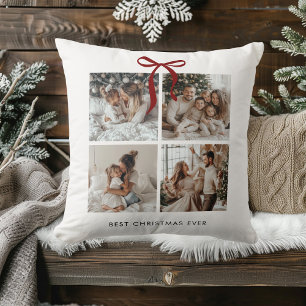 Best Christmas Ever Photo Collage Family Gift Throw Pillow