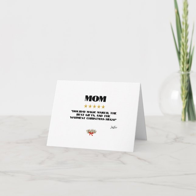 Best Christmas Mom 5-Star Review Design Editable Holiday Card (Front)