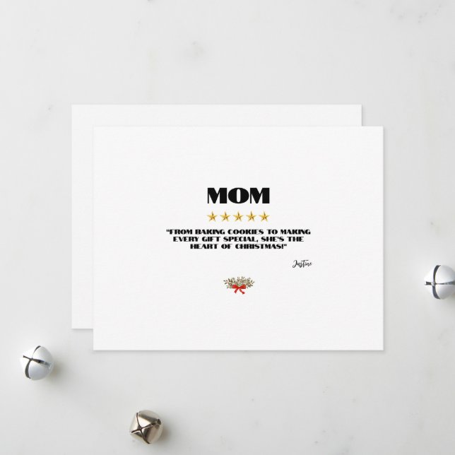 Best Christmas Mom 5-Star Review Design Editable Holiday Card (Front/Back In Situ)