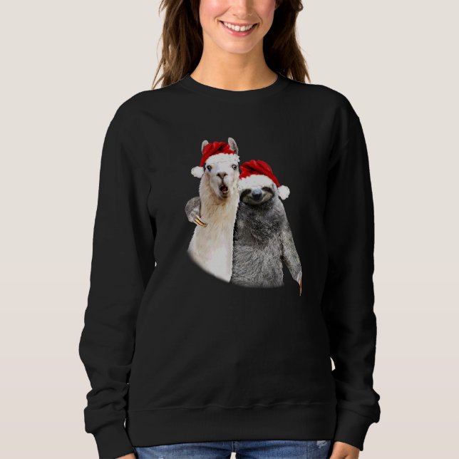 Best Christmas Pals Sloth & Llama Funny Christmas Sweatshirt (Front)