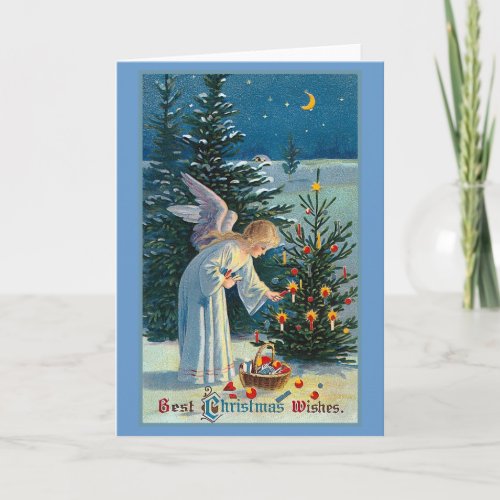 Best Christmas Wishes Vintage Holiday Card