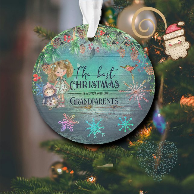 Best Christmas with Grandparents Teal Ornament (Best Christmas with Grandparents Ornament front)