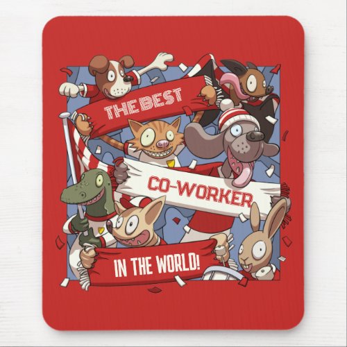 Best Co_Worker Funny Animal Sports Fans Cartoon Mouse Pad