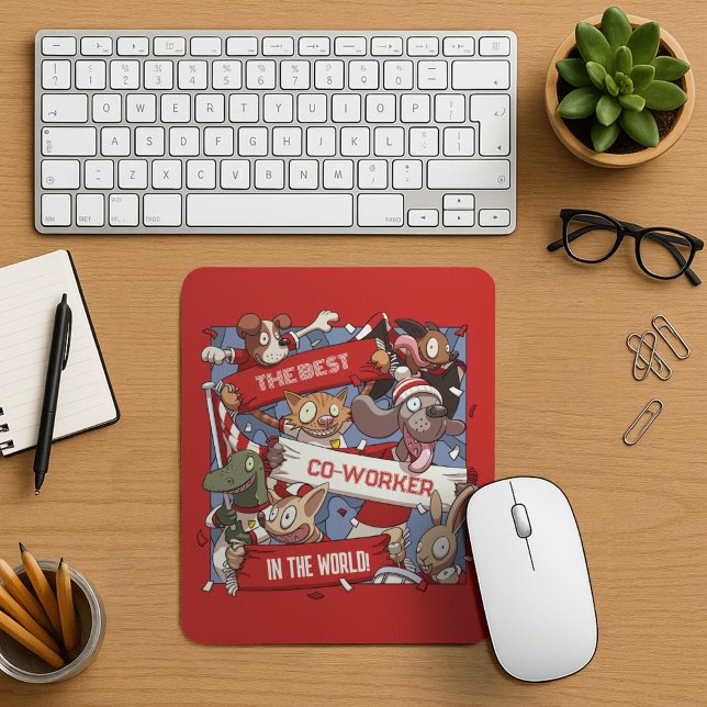 Best Co-Worker Funny Animal Sports Fans Cartoon Mouse Pad (Creator Uploaded)